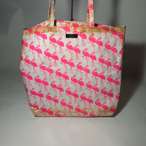 Kate Spade Pink and White Tote with Playful Flamingo Design - Picture 2 of 5